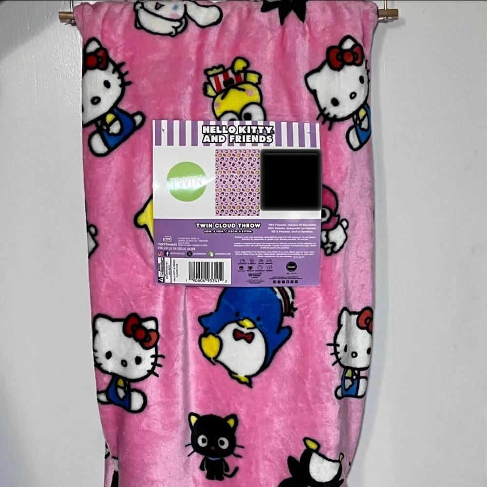 Hello Kitty And Friends Pink Plush Throw Blanket Twin Size